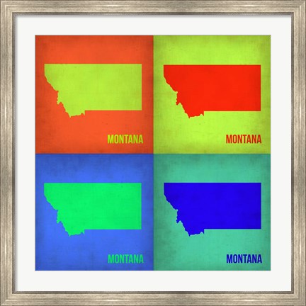 Framed Montana Pop Art Map 1 Print
