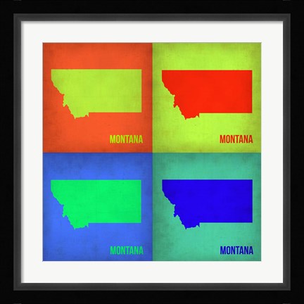 Framed Montana Pop Art Map 1 Print