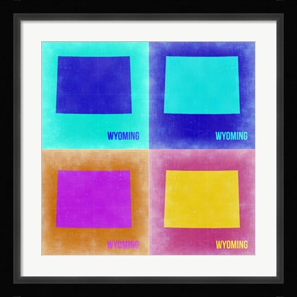 Framed Wyoming Pop Art Map 2 Print