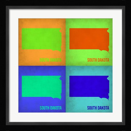 Framed South Dakota Pop Art Map 1 Print
