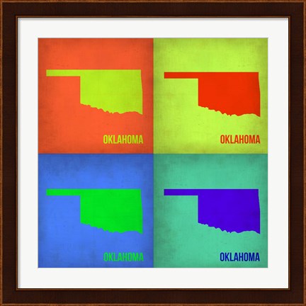 Framed Oklahoma Pop Art Map 1 Print