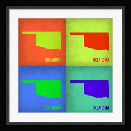 Framed Oklahoma Pop Art Map 1 Print