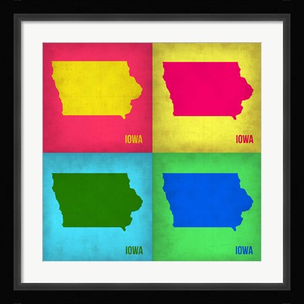 Framed Iowa Pop Art Map 1 Print