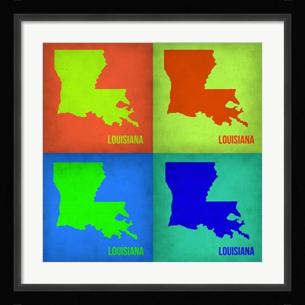 Framed Louisiana Pop Art Map 1 Print