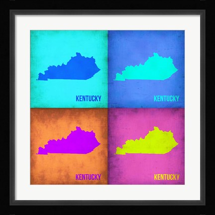 Framed Kentucky Pop Art Map 1 Print