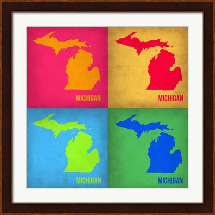 Framed Michigan Pop Art Map 1 Print