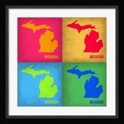 Framed Michigan Pop Art Map 1 Print