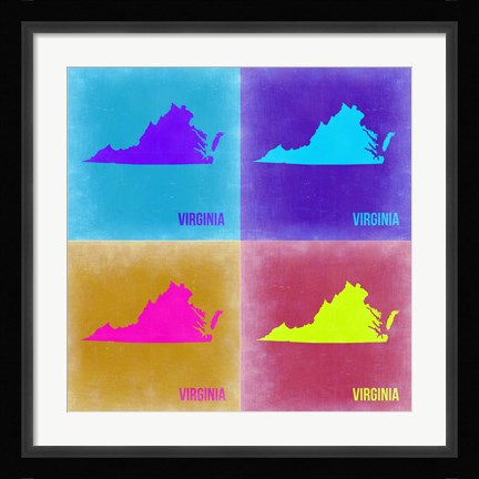 Framed Virginia Pop Art Map 2 Print