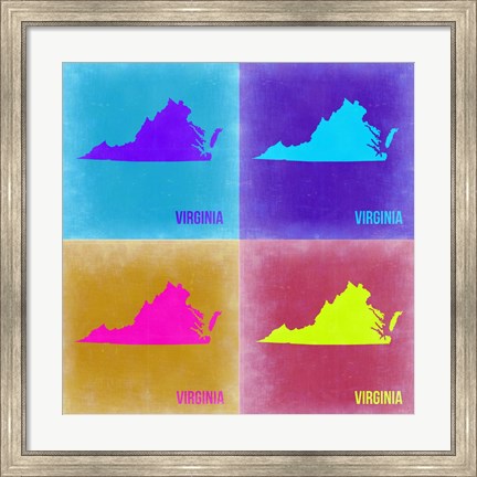 Framed Virginia Pop Art Map 2 Print