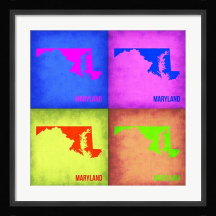 Framed Maryland Pop Art Map 1 Print