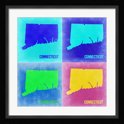 Framed Connecticut Pop Art Map 2 Print