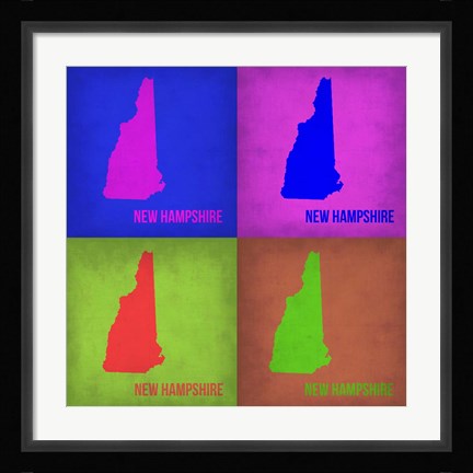 Framed New Hampshire Pop Art Map 1 Print