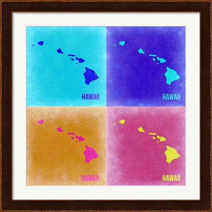 Framed Hawaii Pop Art Map 2 Print