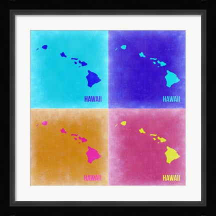 Framed Hawaii Pop Art Map 2 Print