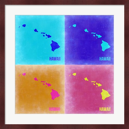Framed Hawaii Pop Art Map 2 Print