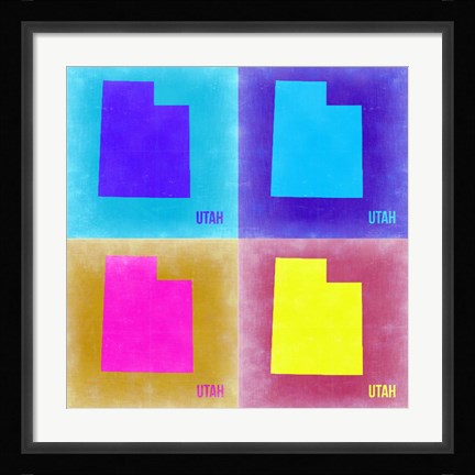 Framed Utah Pop Art Map 2 Print