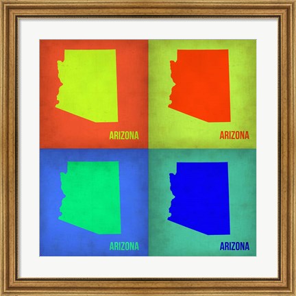 Framed Arizona Pop Art Map 1 Print