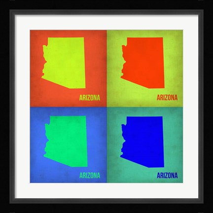 Framed Arizona Pop Art Map 1 Print