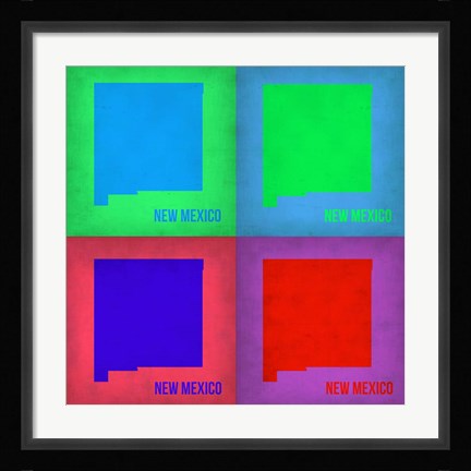 Framed New Mexico Pop Art Map 1 Print