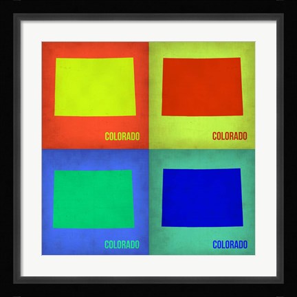 Framed Colorado Pop Art Map 1 Print