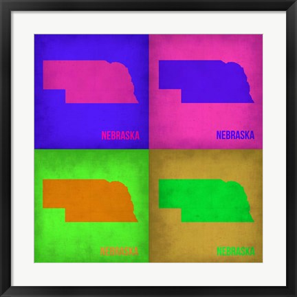 Framed Nebraska Pop Art Map 1 Print
