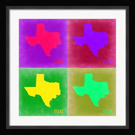 Framed Texas Pop Art Map 2 Print