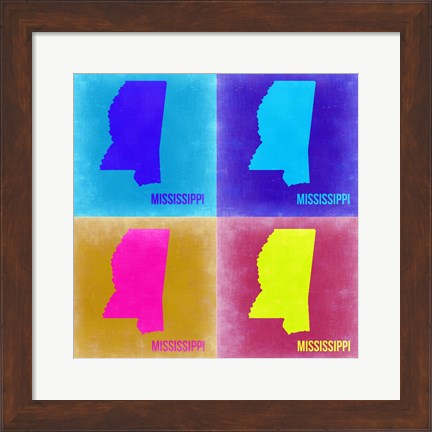 Framed Mississippi Pop Art Map 2 Print