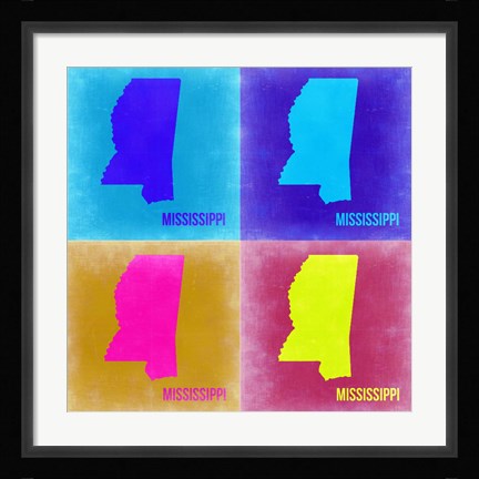 Framed Mississippi Pop Art Map 2 Print