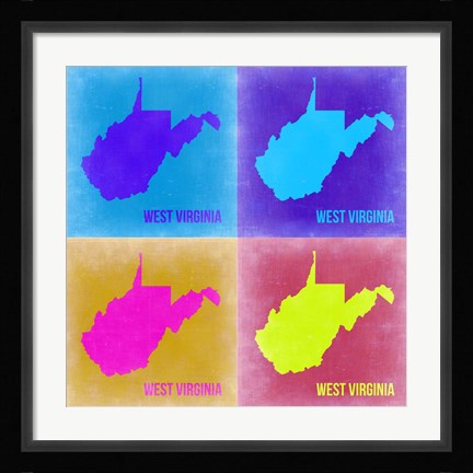 Framed West Virginia Pop Art Map 2 Print