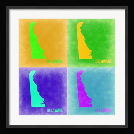 Framed Delaware Pop Art Map 2 Print