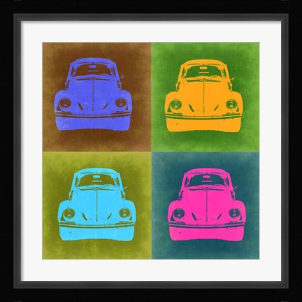 Framed VW Beetle Front Pop Art 2 Print