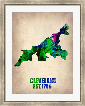 Framed Cleveland Watercolor Map Print