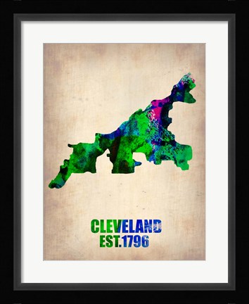 Framed Cleveland Watercolor Map Print