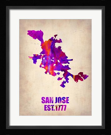 Framed San Jose Watercolor Map Print