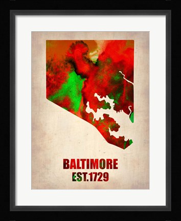 Framed Baltimore Watercolor Map Print