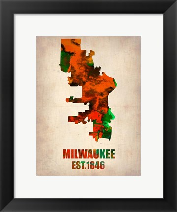 Framed Milwaukee  Watercolor Map Print