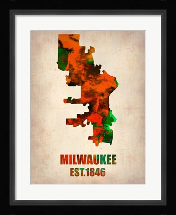 Framed Milwaukee  Watercolor Map Print