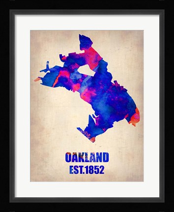 Framed Oakland Watercolor Map Print