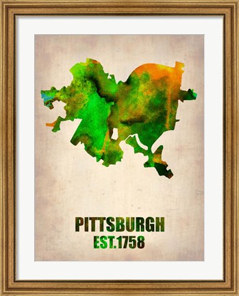 Framed Pittsburgh Watercolor Map Print