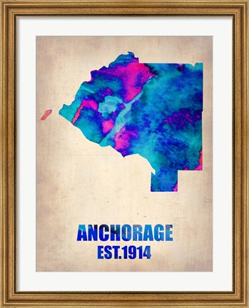 Framed Anchorage Watercolor Map Print