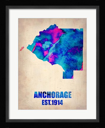 Framed Anchorage Watercolor Map Print