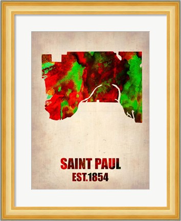 Framed Saint Paul Watercolor Map Print