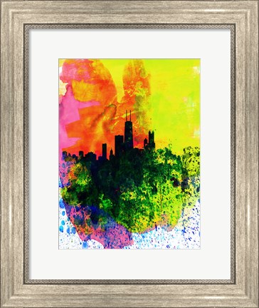 Framed Chicago Watercolor Skyline Print