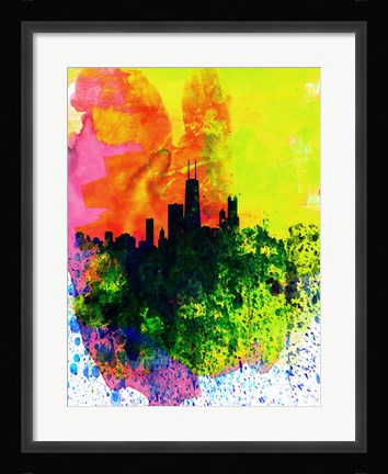 Framed Chicago Watercolor Skyline Print