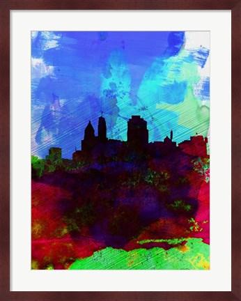 Framed Cincinnati Watercolor Skyline Print