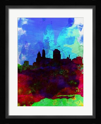 Framed Cincinnati Watercolor Skyline Print