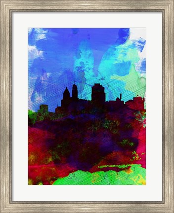 Framed Cincinnati Watercolor Skyline Print