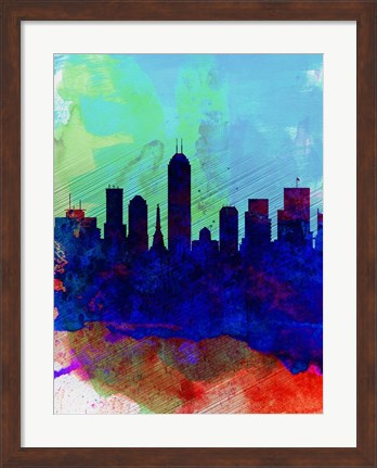 Framed Indianapolis Watercolor Skyline Print