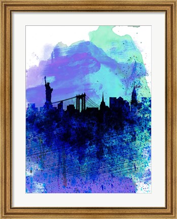 Framed New York  Watercolor Skyline 2 Print
