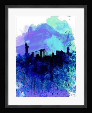 Framed New York  Watercolor Skyline 2 Print